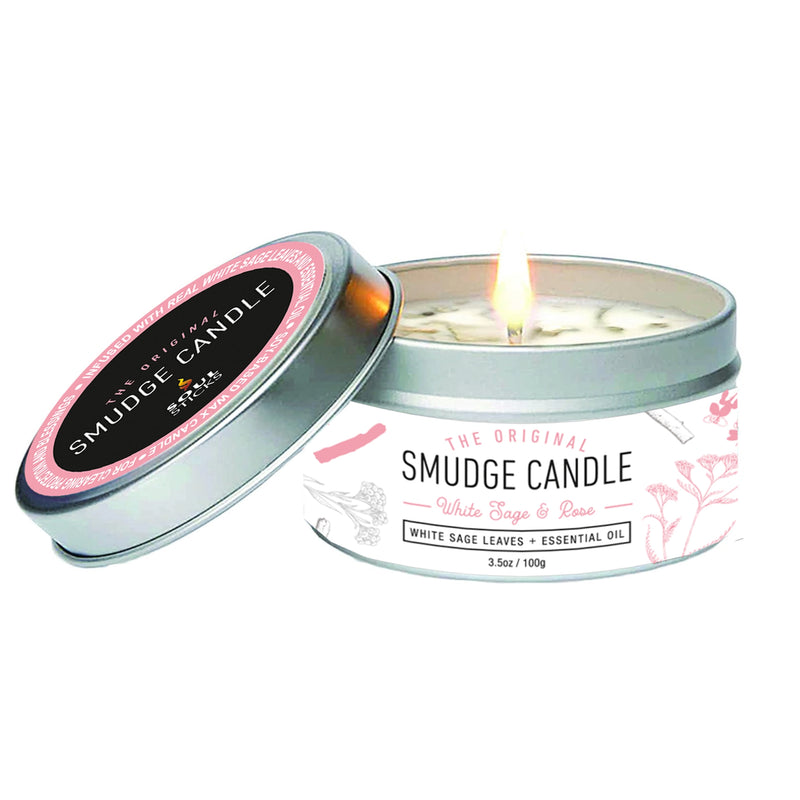 White Sage and Rose Smudge Candle